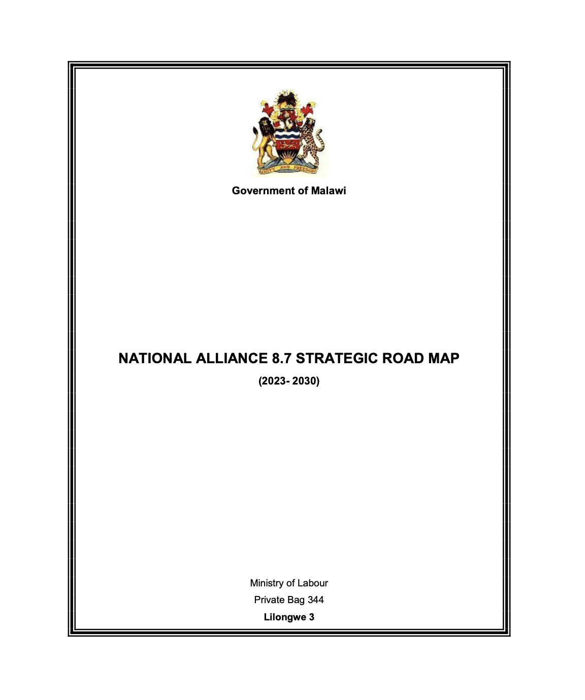 ALLIANCE 8.7 ROADMAP-MALAWI